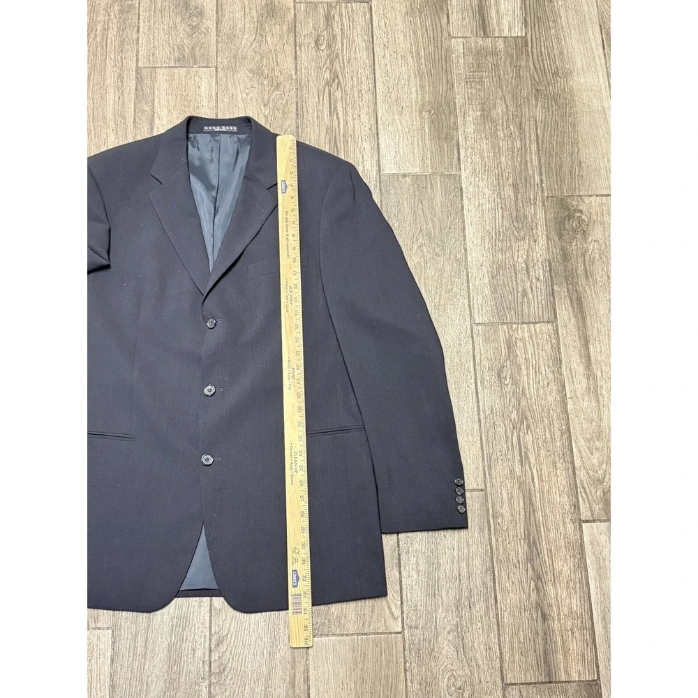 Hugo Boss Blazer Mens 42L Black Virgin Wool 3 Button Suit Jacket Made USA